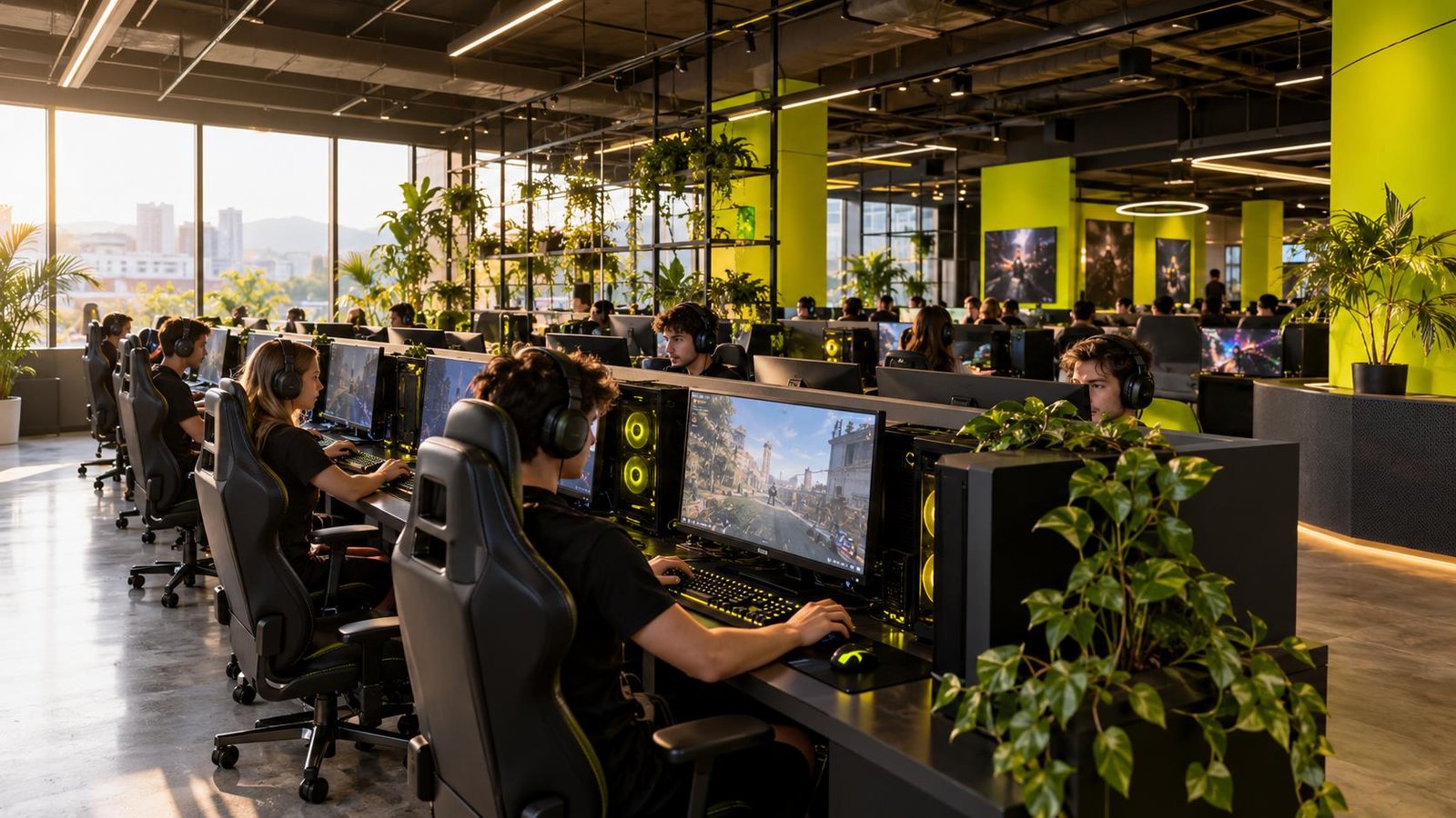 A well-organized floor of gaming stations